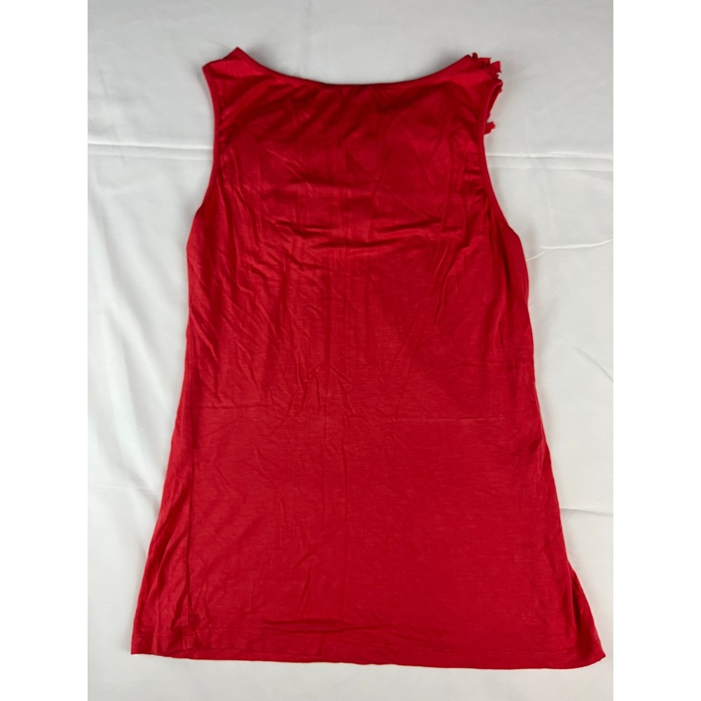 Design History Womens Red Sleeveless Ruffle Top‎ Viscose Spandex Tank Blouse - Picture 6 of 8